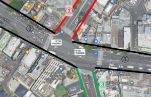 図４　早稲田駅前交差点[9]　出典：Google Map